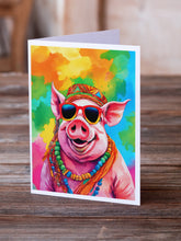 Load image into Gallery viewer, Hippie Animal Pig Greeting Cards - Blank Note Cards – 8-Pack of Artist-Designed Cards with Envelopes