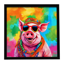 Load image into Gallery viewer, Hippie Animal Pig Framed Metal Print