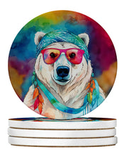 Load image into Gallery viewer, Hippie Animal Polar Bear Large Sandstone Coasters Pack of 4