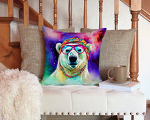 Load image into Gallery viewer, Hippie Animal Polar Bear Throw Pillow - 14x14 Decorative Pillow – Art for Your Home &amp; Patio