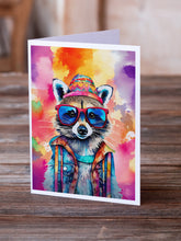 Load image into Gallery viewer, Hippie Animal Raccoon Greeting Cards - Blank Note Cards – 8-Pack of Artist-Designed Cards with Envelopes