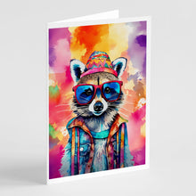 Load image into Gallery viewer, Hippie Animal Raccoon Greeting Cards - Blank Note Cards – 8-Pack of Artist-Designed Cards with Envelopes