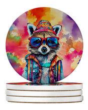 Load image into Gallery viewer, Hippie Animal Raccoon Large Sandstone Coasters Pack of 4
