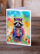 Load image into Gallery viewer, Hippie Animal Raccoon Greeting Cards - Blank Note Cards – 8-Pack of Artist-Designed Cards with Envelopes