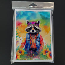 Load image into Gallery viewer, Hippie Animal Raccoon Greeting Cards - Blank Note Cards – 8-Pack of Artist-Designed Cards with Envelopes