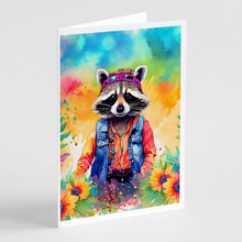 Load image into Gallery viewer, Hippie Animal Raccoon Greeting Cards - Blank Note Cards – 8-Pack of Artist-Designed Cards with Envelopes