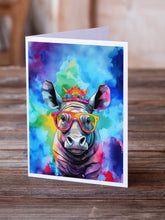 Load image into Gallery viewer, Hippie Animal Rhinoceros Greeting Cards - Blank Note Cards – 8-Pack of Artist-Designed Cards with Envelopes