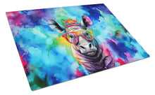 Load image into Gallery viewer, Hippie Animal Rhinoceros Glass Cutting Boards – Durable, Decorative Kitchen Art