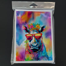 Load image into Gallery viewer, Hippie Animal Rhinoceros Greeting Cards - Blank Note Cards – 8-Pack of Artist-Designed Cards with Envelopes