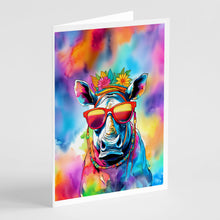 Load image into Gallery viewer, Hippie Animal Rhinoceros Greeting Cards - Blank Note Cards – 8-Pack of Artist-Designed Cards with Envelopes