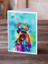 Load image into Gallery viewer, Hippie Animal Rooster Greeting Cards - Blank Note Cards – 8-Pack of Artist-Designed Cards with Envelopes