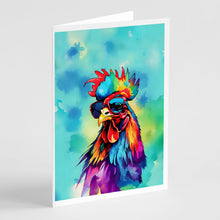 Load image into Gallery viewer, Hippie Animal Rooster Greeting Cards - Blank Note Cards – 8-Pack of Artist-Designed Cards with Envelopes