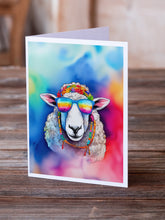 Load image into Gallery viewer, Hippie Animal Sheep Greeting Cards - Blank Note Cards – 8-Pack of Artist-Designed Cards with Envelopes