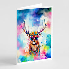 Load image into Gallery viewer, Hippie Animal Stag Deer Greeting Cards - Blank Note Cards – 8-Pack of Artist-Designed Cards with Envelopes