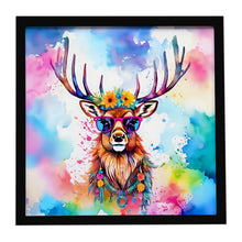 Load image into Gallery viewer, Hippie Animal Stag Deer Framed Metal Print