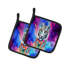 Load image into Gallery viewer, Hippie Animal White Tiger Pot Holders - Set of 2 Decorative Kitchen Helpers | Made in the USA