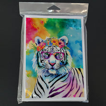 Load image into Gallery viewer, Hippie Animal White Tiger Greeting Cards - Blank Note Cards – 8-Pack of Artist-Designed Cards with Envelopes