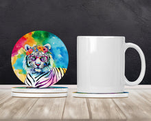 Load image into Gallery viewer, Hippie Animal White Tiger Large Sandstone Coasters Pack of 4