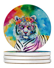 Load image into Gallery viewer, Hippie Animal White Tiger Large Sandstone Coasters Pack of 4