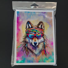 Load image into Gallery viewer, Hippie Animal Wolf Greeting Cards - Blank Note Cards – 8-Pack of Artist-Designed Cards with Envelopes