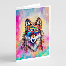 Load image into Gallery viewer, Hippie Animal Wolf Greeting Cards - Blank Note Cards – 8-Pack of Artist-Designed Cards with Envelopes
