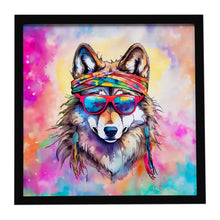 Load image into Gallery viewer, Hippie Animal Wolf Framed Metal Print
