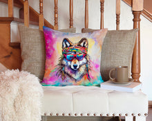 Load image into Gallery viewer, Hippie Animal Wolf Throw Pillow - 14x14 Decorative Pillow – Art for Your Home &amp; Patio