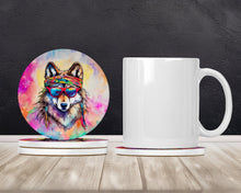 Load image into Gallery viewer, Hippie Animal Wolf Large Sandstone Coasters Pack of 4