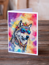 Load image into Gallery viewer, Hippie Animal Wolf Greeting Cards - Blank Note Cards – 8-Pack of Artist-Designed Cards with Envelopes