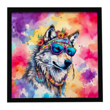 Load image into Gallery viewer, Hippie Animal Wolf Framed Metal Print
