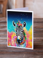 Load image into Gallery viewer, Hippie Animal Zebra Greeting Cards - Blank Note Cards – 8-Pack of Artist-Designed Cards with Envelopes