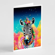 Load image into Gallery viewer, Hippie Animal Zebra Greeting Cards - Blank Note Cards – 8-Pack of Artist-Designed Cards with Envelopes