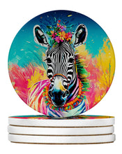 Load image into Gallery viewer, Hippie Animal Zebra Large Sandstone Coasters Pack of 4