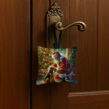 Load image into Gallery viewer, Airedale Terrier and Santa Claus Hanging Square Fabric Ornament 3.5 × 3.5
