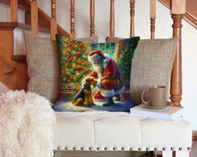 Load image into Gallery viewer, Airedale Terrier and Santa Claus Throw Pillow - 14x14 Decorative Pillow – Art for Your Home &amp; Patio