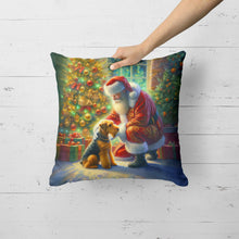 Load image into Gallery viewer, Airedale Terrier and Santa Claus Throw Pillow