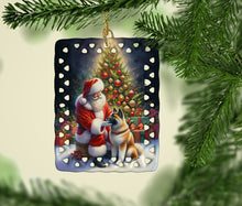 Load image into Gallery viewer, Akita and Santa Claus Porcelain Ornament