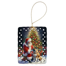 Load image into Gallery viewer, Akita and Santa Claus Porcelain Ornament