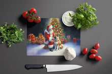 Load image into Gallery viewer, Akita and Santa Claus Glass Cutting Boards – Durable, Decorative Kitchen Art