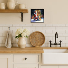 Load image into Gallery viewer, Akita and Santa Claus Framed Metal Print