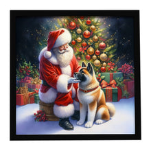 Load image into Gallery viewer, Akita and Santa Claus Framed Metal Print
