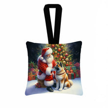 Load image into Gallery viewer, Akita and Santa Claus Hanging Square Fabric Ornament 3.5 × 3.5
