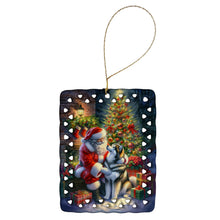 Load image into Gallery viewer, Alaskan Malamute and Santa Claus Porcelain Ornament