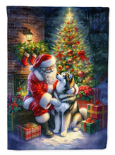 Load image into Gallery viewer, Alaskan Malamute with Santa Garden Flag – Christmas Dog Yard Decor
