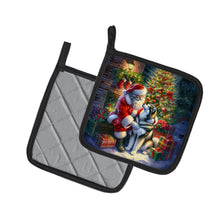 Load image into Gallery viewer, Alaskan Malamute and Santa Claus Pot Holders - Set of 2 Decorative Kitchen Helpers | Made in the USA