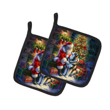 Load image into Gallery viewer, Alaskan Malamute and Santa Claus Pot Holders - Set of 2 Decorative Kitchen Helpers | Made in the USA