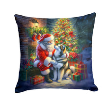 Load image into Gallery viewer, Alaskan Malamute and Santa Claus Throw Pillow