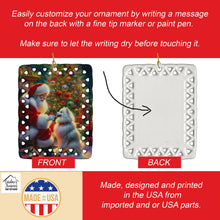 Load image into Gallery viewer, American Eskimo and Santa Claus Porcelain Ornament