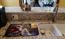 Load image into Gallery viewer, American Eskimo and Santa Claus Dish Drying Mat