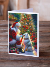 Load image into Gallery viewer, American Eskimo and Santa Claus Greeting Cards - Blank Note Cards – 8-Pack of Artist-Designed Cards with Envelopes